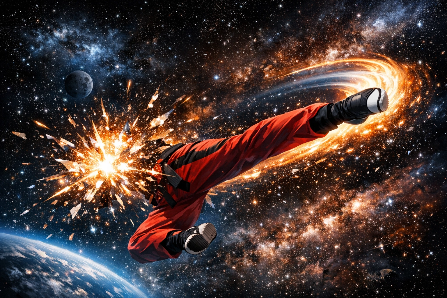 Chuck Norris è diventato un calcio rotante di pura energia in viaggio nello spazio, verso nuove avventure